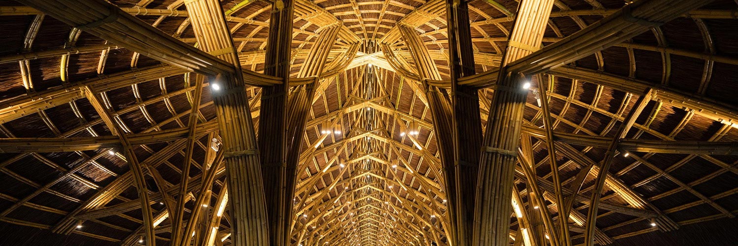 A beautiful restaurant made entirely of bamboo in Vietnam